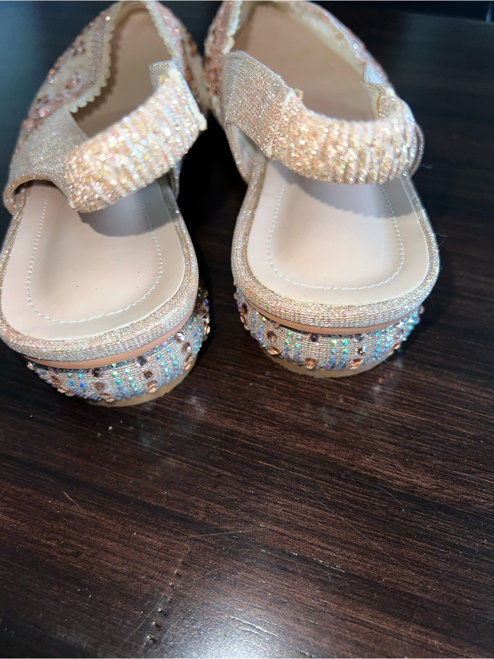 Embellished Rose Gold Pointed Slingback Flats - Picture 3 of 6